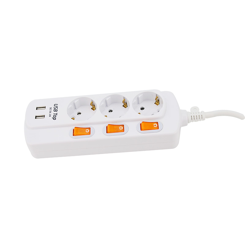 Kimyasal Direnç 3 çıkışları 2 USB bağlantı noktası ve 3 ayrı anahtarlı standart soket Kimyasal Direnç 3 çıkışları 2 USB bağlantı noktası ve 3 ayrı anahtarlı standart soket