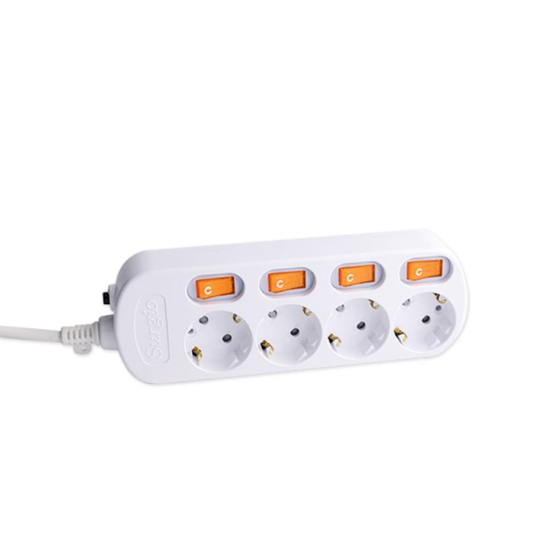 220V-250V 4 çıkışlar AB Standart Soket Bağımsız Anahtar 220V-250V 4 çıkışlar AB Standart Soket Bağımsız Anahtar